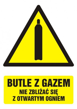 Znak Butle z gazem- nie zbliżać się z otwartym ogniem na Folii Samoprzylepnej (GF031)