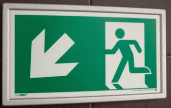 Ramka ze znakiem- Wyjście ewakuacyjne w lewo w dół