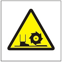 Znak Uwaga! Niebezpieczeństwo okaleczenia na płycie PCV (333)