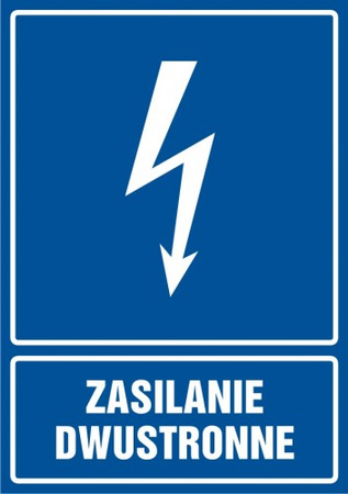 Znak Zasilanie dwustronne na Folii Samoprzylepnej (HG042)