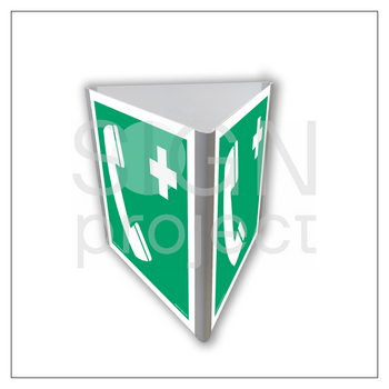 Znak AE804 Telefon alarmowy świecący (3D dościenny)