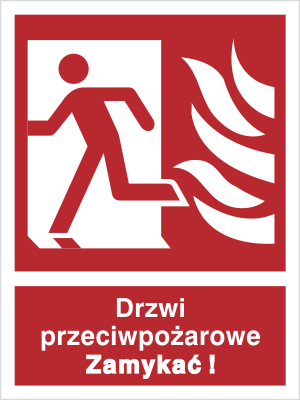 Znak drzwi przeciwpożarowe zamykać (w lewo) na płycie PCV (217-01)