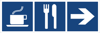 Znak restauracja kawiarnia (kierunek w prawo) na płycie PCV (865-30)