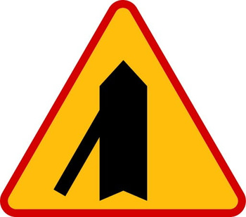 Znak ostrzegawczy METALOWY Wlot drogi jednokierunkowej z lewej strony (A6e)