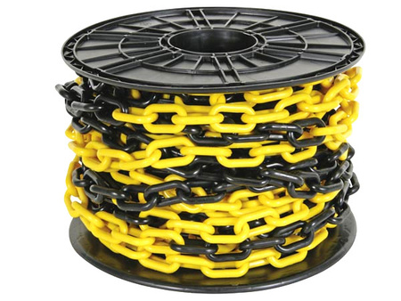 Plastikowy łańcuch żółto-czarny na szpuli 30/50 m grubość 6mm