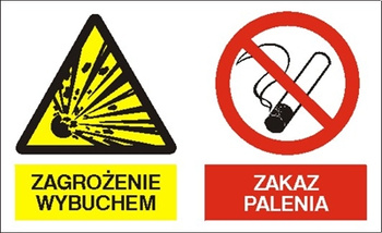 Znak zagrożenie wybuchem zakaz palenia na płycie PCV (221-10)
