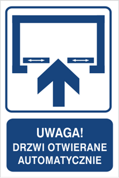 Znak Uwaga! Drzwi otwierane automatycznie na płycie PCV (823-122)