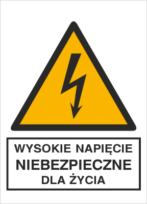 Znak wysokie napięcie niebezpieczne dla życia na Folii Samoprzylepnej (330-02)