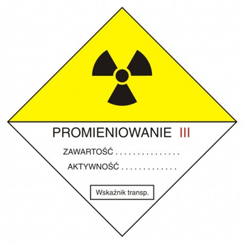 Znak ostrzegawczy do oznakowania przesyłek transportowych kategorii III na Folii Samoprzylepnej (KA005)