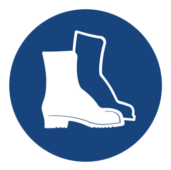 Znak nakaz stosowania ochrony stóp na płycie PCV (406)