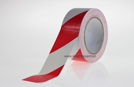 Taśma bhp samoprzylepna biało czerwona 50mm/33 m