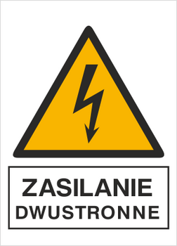 Znak zasilanie dwustronne na Folii Samoprzylepnej (330-14)