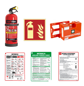 Zestaw moja firma 100m2 (gaśnica+apteczka+instrukcje+oznakowanie)