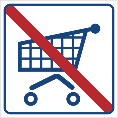 Znak zakaz wjazdu z koszykiem (823-14)