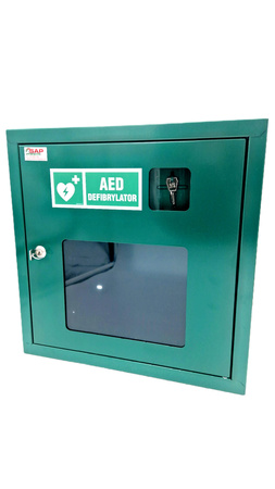 Szafka na defibrylator zielona AED