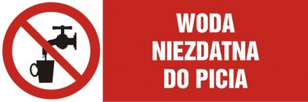 Znak Woda niezdatna do picia na Folii Samoprzylepnej (NA041)