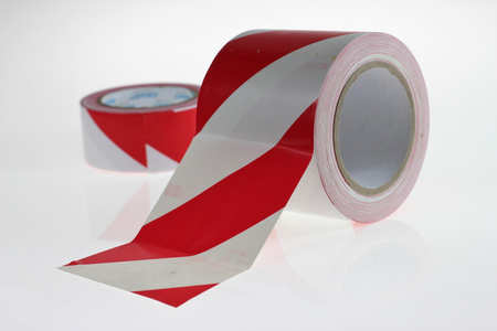 Taśma bhp samoprzylepna biało czerwona 100mm/33 m