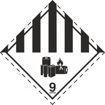 Znak ogniwa lub akumulatory litowo-jonowe albo z litem metalicznym na Folii Samoprzylepnej (MB126a)