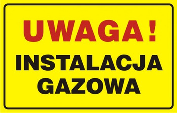 Znak Uwaga! Instalacja gazowa (JD015)