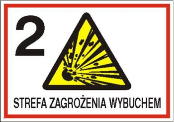 Znak 2 strefa zagrożenia wybuchem na płycie PCV (827-06)