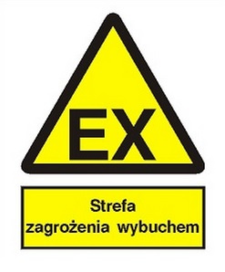 Znak Strefa zagrożenia wybuchem na płycie PCV (332)