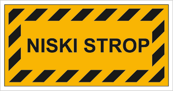 Znak uwaga niski strop na płycie HIPS (854-02)