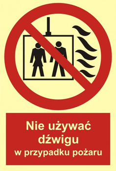Znak nie używać dźwigu w przypadku pożaru (BB020) Signproject