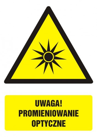 Znak Uwaga! Promieniowanie optyczne na Folii Samoprzylepnej (GF063)