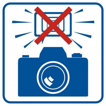 Znak Zakaz fotografowania z użyciem lamp błyskowych na płycie PCV (RA504)