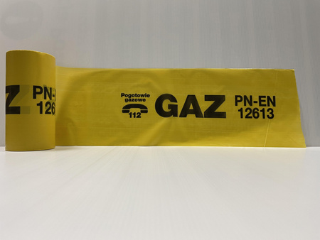 Taśma ostrzegawcza grubsza GAZ PN-EN 12613 200mm/100m
