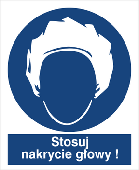 Znak stosuj nakrycie głowy na Folii Samoprzylepnej (419)
