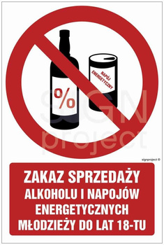 Zakaz sprzedaży alkoholu i napojów energetycznych młodzieży do lat 18-tu na Folii Świecącej (GC092)