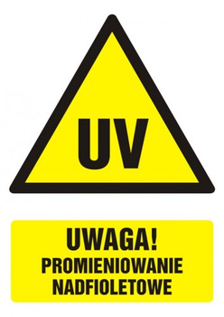 Znak Uwaga! Promieniowanie nadfioletowe na Folii Samoprzylepnej (GF048)