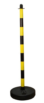 Słupek do łańcucha żółto-czarny 130 cm podstawa plastikowa
