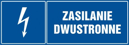Znak Zasilanie dwustronne na Folii Samoprzylepnej (HH042)