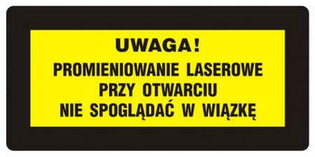 Znak Uwaga! - ,, - Nie spoglądać w wiązkę na Folii Samoprzylepnej (KB014)