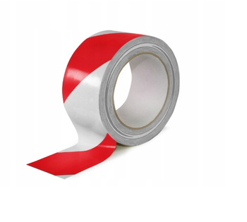 Taśma bhp samoprzylepna biało czerwona 50mm/33 m