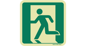 Znak E001-BUS Wyjście ewakuacyjne lewe