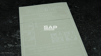 Etykieta serwisowa oryginalna do gaśnicy pianowej GW6x AB Ogniochron