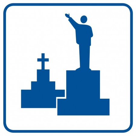 Znak Pomniki, mogiły, cmentarze na płycie PCV (RA097)
