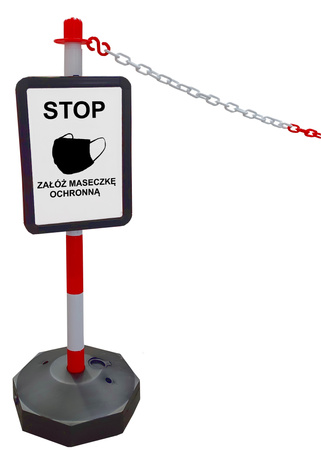 Słupki wygrodzeniowe OCTAGON z łańcuchem 2,5m + tabliczka