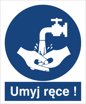 Znak nakaz umycia rąk na płycie PCV (411)