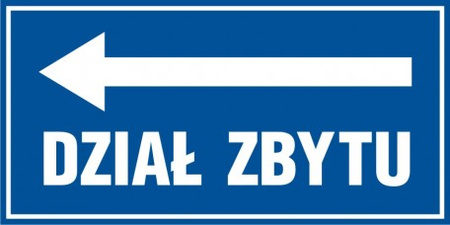 Znak Dział zbytu w lewo (PB069)
