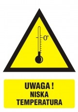 Znak ostrzeżenie przed niskimi temperaturami na płycie PCV (JA 016)