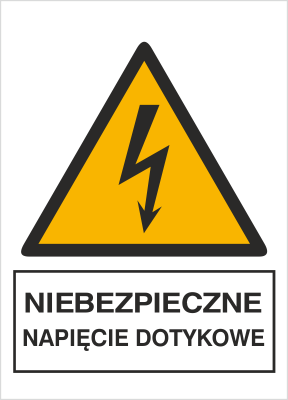 Znak niebezpieczne napięcie dotykowe na Folii Samoprzylepnej (330-13)