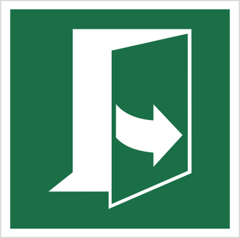 Znak Ciągnąć z lewej strony, aby otworzyć (E57) (ISO 7010) Techem