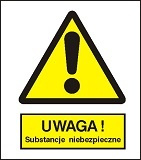 Znak uwaga substancje niebezpieczne na płycie PCV (301-10)