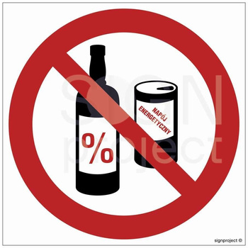 Znak Zakaz sprzedaży alkoholu i napojów energetycznych na Folii Samoprzylepnej (GB061)