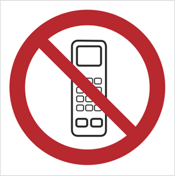 Znak Zakaz używania telefonów komórkowych na płycie PCV (610-01)