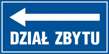 Znak Dział zbytu w lewo (PB069)